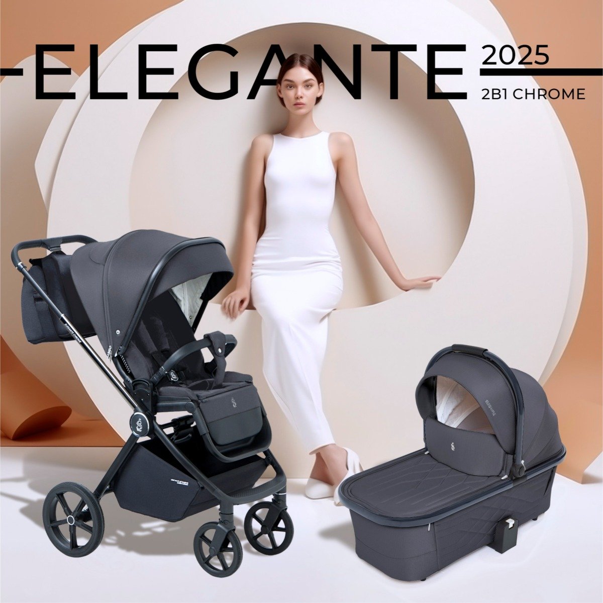 картинка Детская коляска Sweet Baby Elegante Chrome 2025 2 в 1 от Компасик.ру гипермаркет детских колясок и автокресел