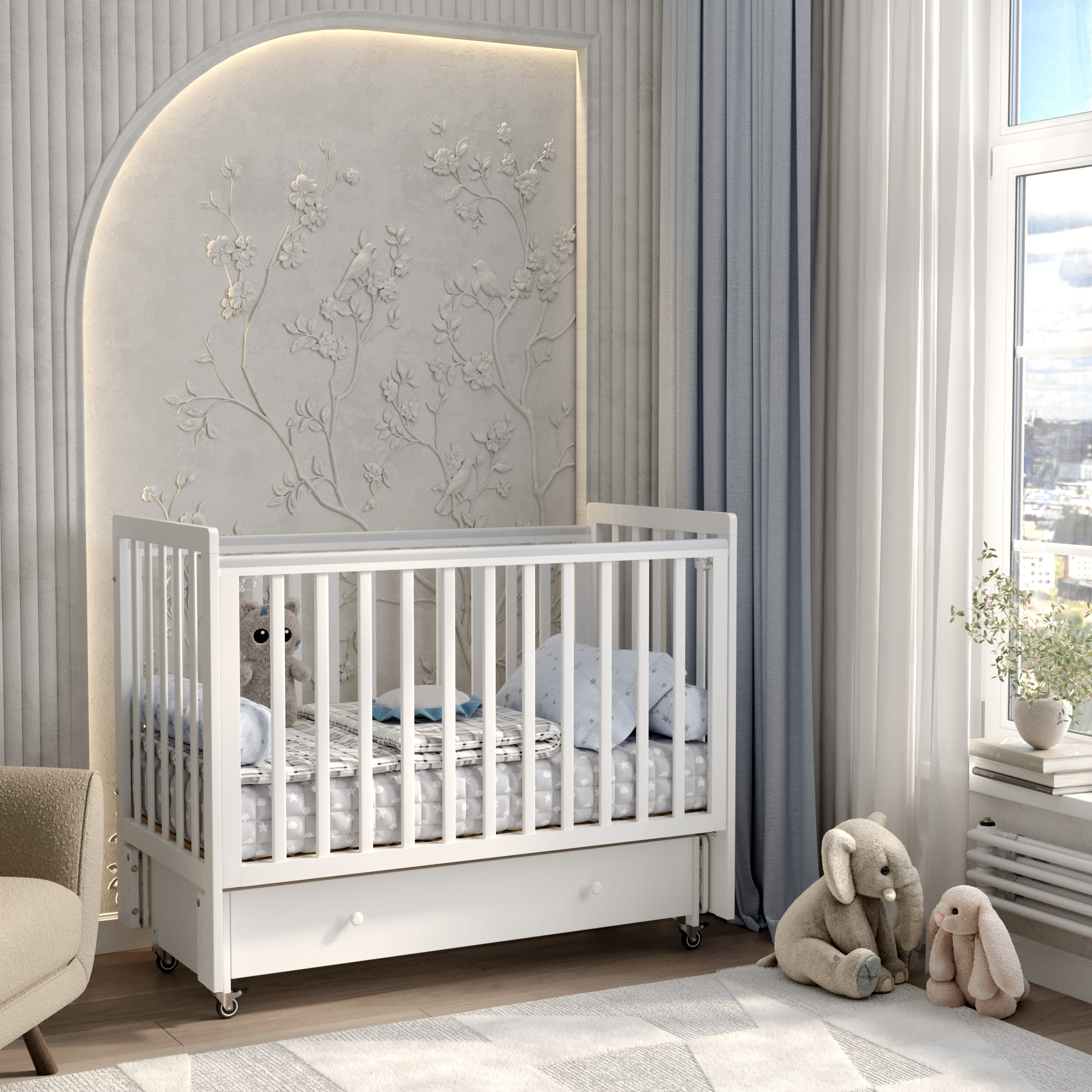 картинка Детская кровать Antemi Classic Sleep (маятник и ящик) от Компасик.ру гипермаркет детских колясок и автокресел