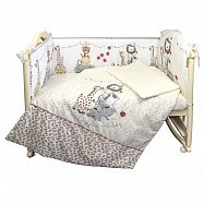 Комплект в кроватку 4 предмета L`Abeille ВЕЧЕРИНКА МАЛЕНЬКОГО ЖИРАФА