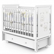 Детская кровать  Indigo Happy Friends маятник на колесах, ящик