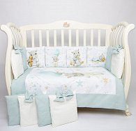 Комплект в кроватку Премиум ПАННО 5 шт.съемн.навол. подушками 6 предм. Бегемотики(мятный)